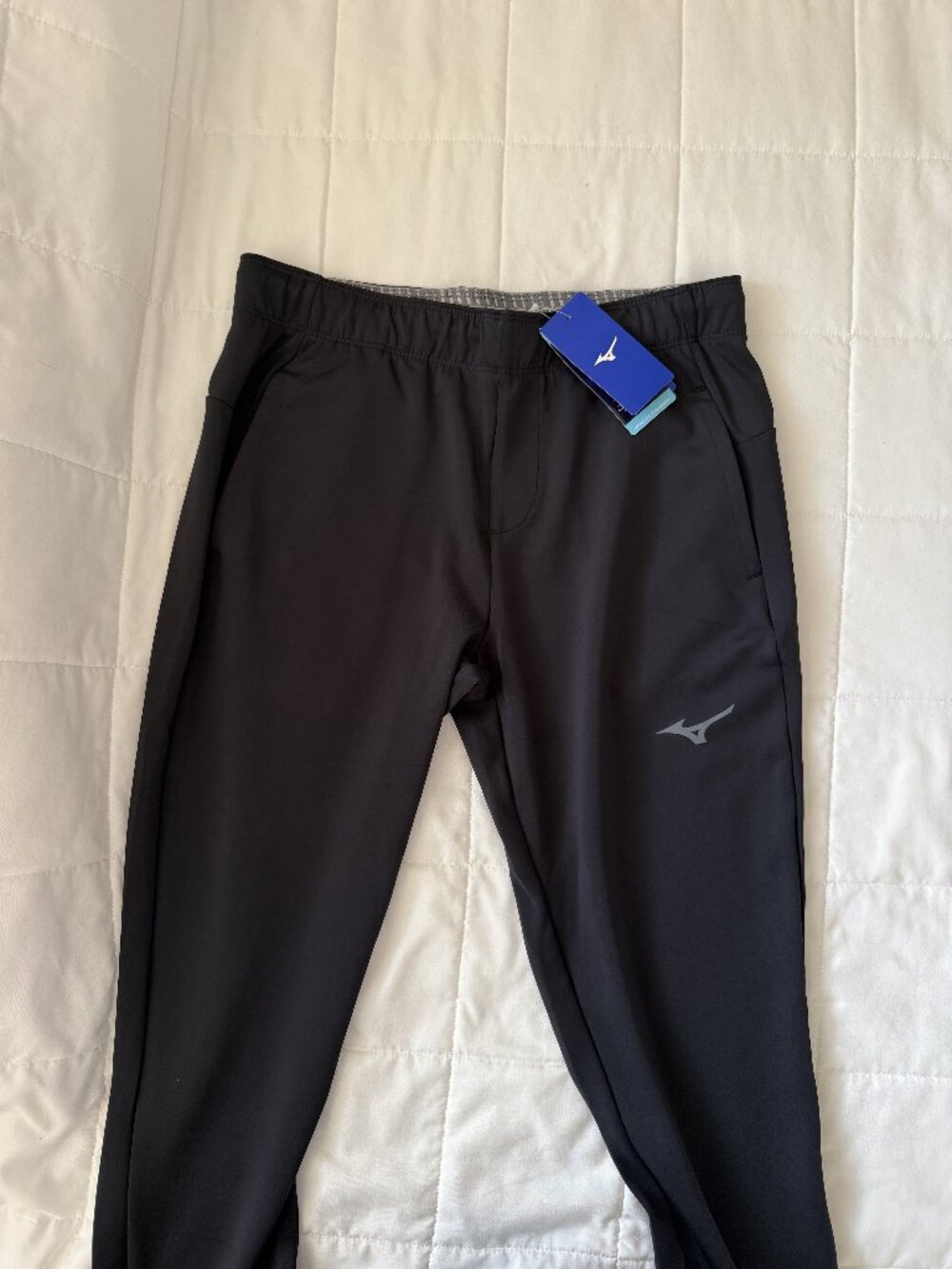 Mizuno Women's Black Running Pants Size M NWT Ankle Zip Logo Print